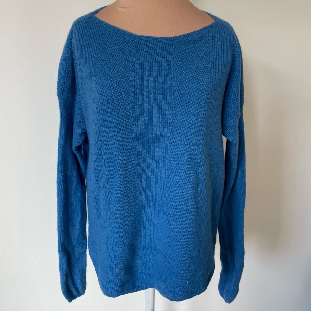 Vince Boat Layout Cashmere Pullover Ribbed Knit Solid Blue Sweater V250175927 XL